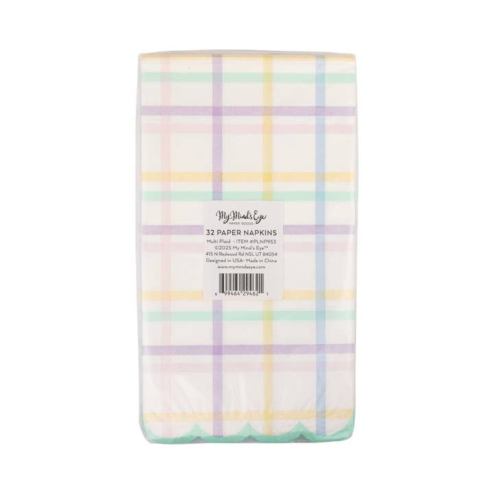Pastel Multi Plaid Scallop Guest Napkins
