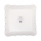 White and Gold Bows Square Scalloped Large Dinner Plates