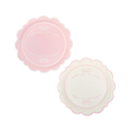 Pink & White Bow Round Scalloped Dinner Plates