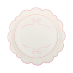 Pink & White Bow Round Scalloped Dinner Plates