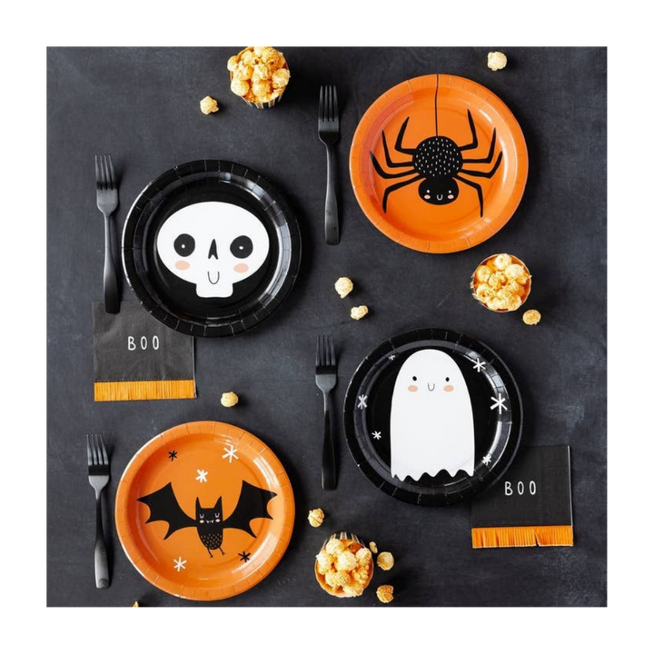 Black and Orange Icon Halloween Large Dinner Plate