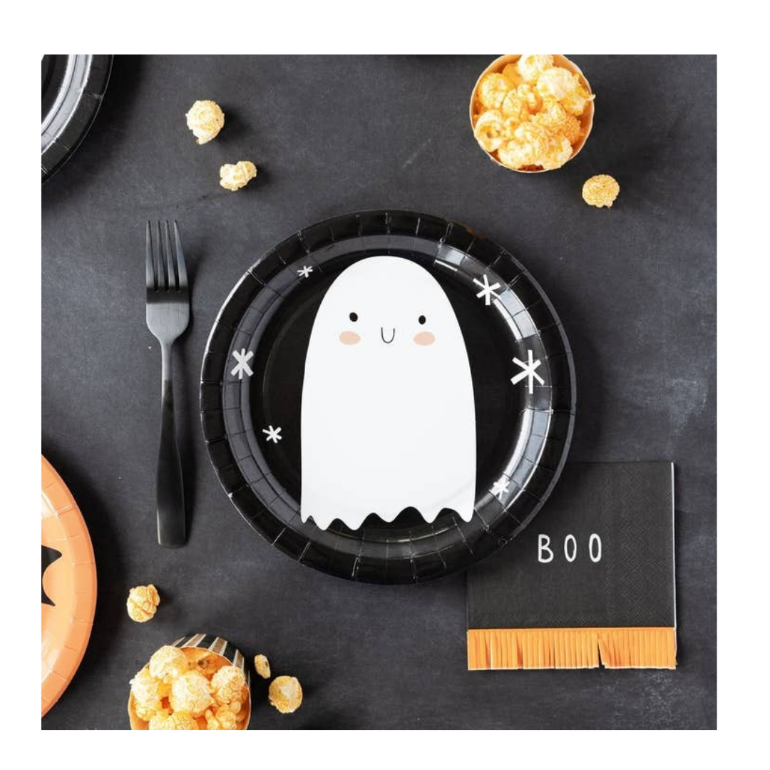 Black and Orange Icon Halloween Large Dinner Plate