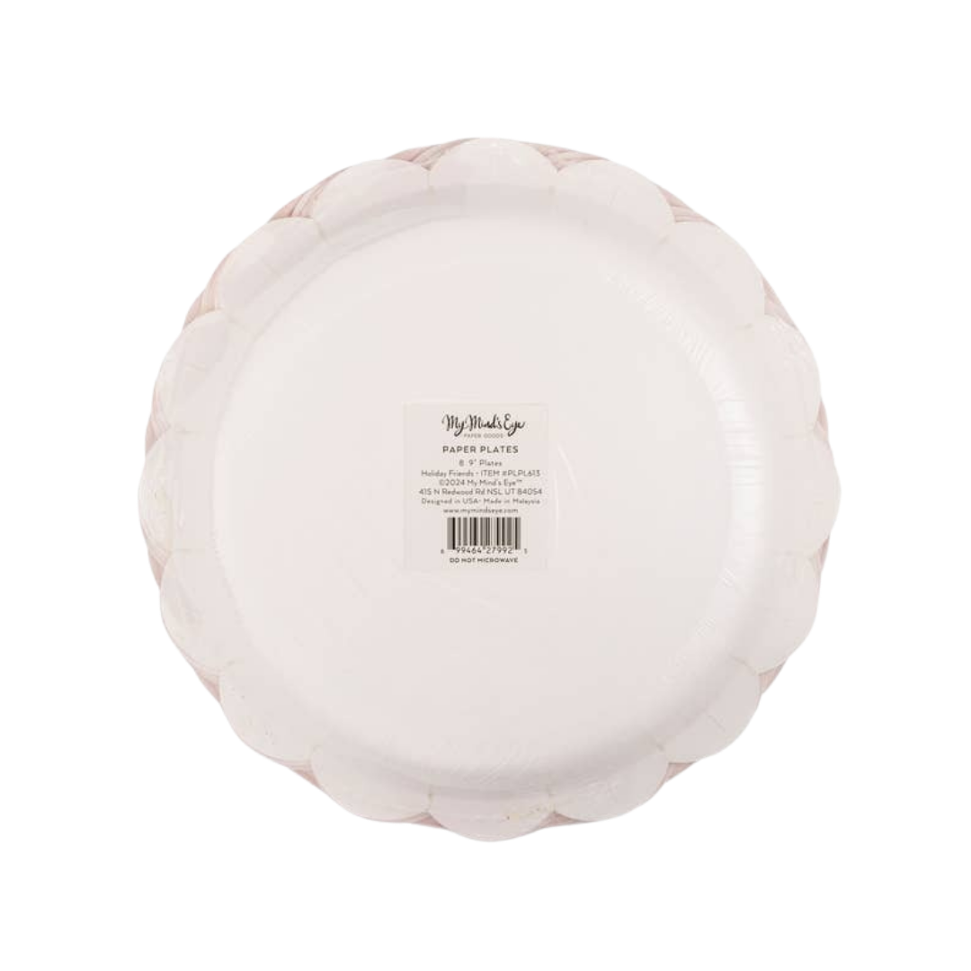 White with Red Santa Icons Large Plate