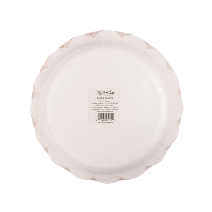 White with Red Santa Icons Large Plate