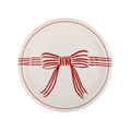 Red and white paper plate with bow design festive celebration from Parte Haus party supply store in Bethesda MD