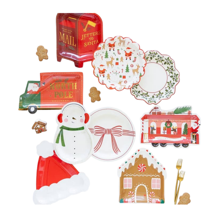 Red Christmas Train Shaped Large Plate