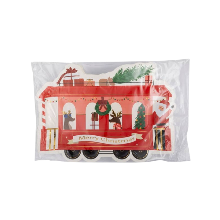 Red Christmas Train Shaped Large Plate