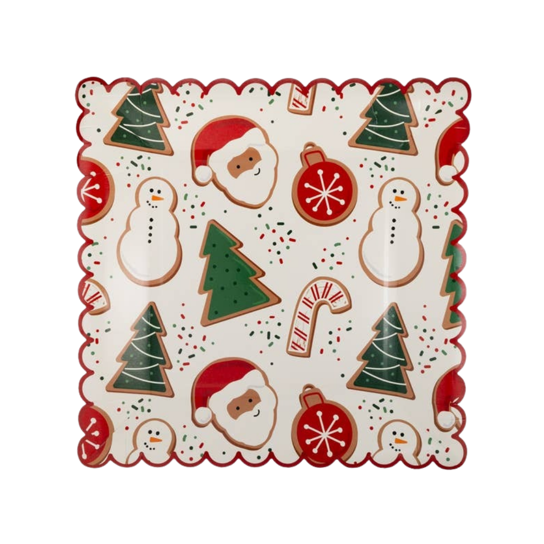 Multicolor Santa Cookies Large Plate