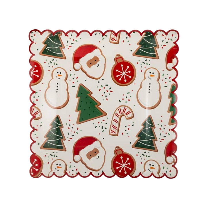 Multicolor Santa Cookies Large Plate