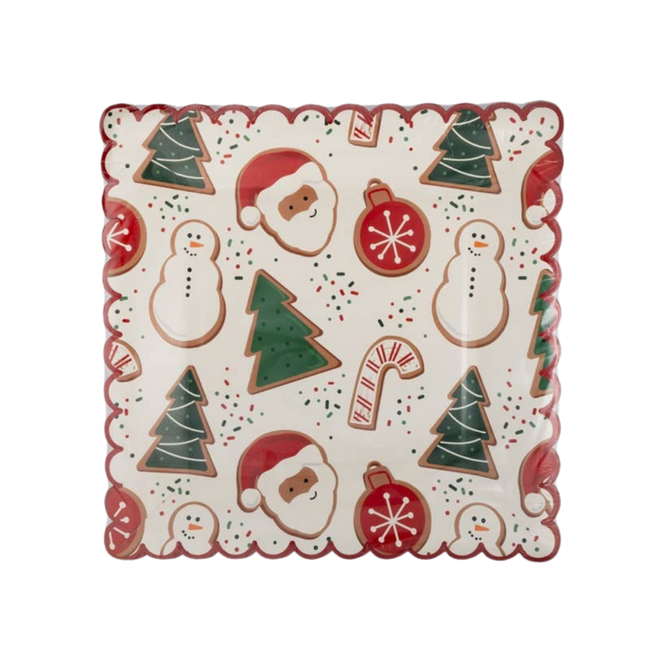 Multicolor Santa Cookies Large Plate