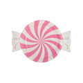 Pink and white candy shaped paper plate with swirls birthday theme from Parte Haus party supply store in Bethesda MD