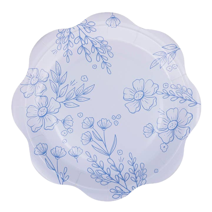 Blue Floral Paper Dinner Plates
