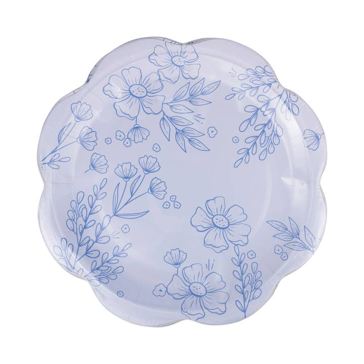 Blue Floral Paper Dinner Plates