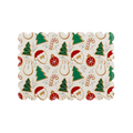 multicolor Christmas rectangular scalloped placemat with Santa tree and snowman pattern holiday from Parte Haus party supply store in Bethesda MD