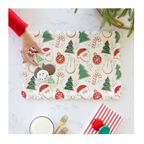 Christmas multicolor placemat with festive designs for holiday from Parte Haus party supply store in Bethesda MD