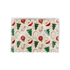 Christmas multicolor rectangular paper plate with Santa trees and ornaments for holiday from Parte Haus party supply store in Bethesda MD