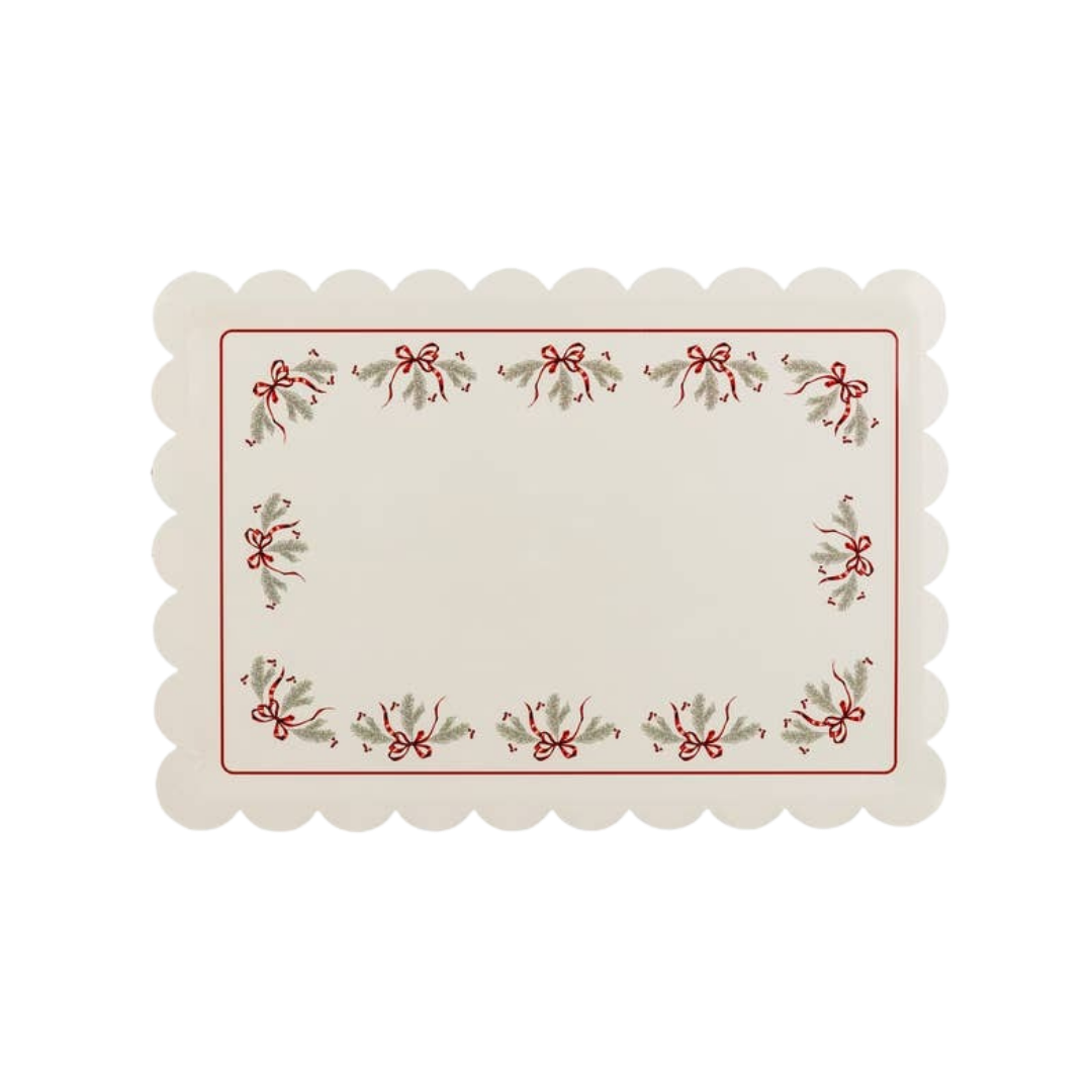 Cream Bows & Pine Paper Platters