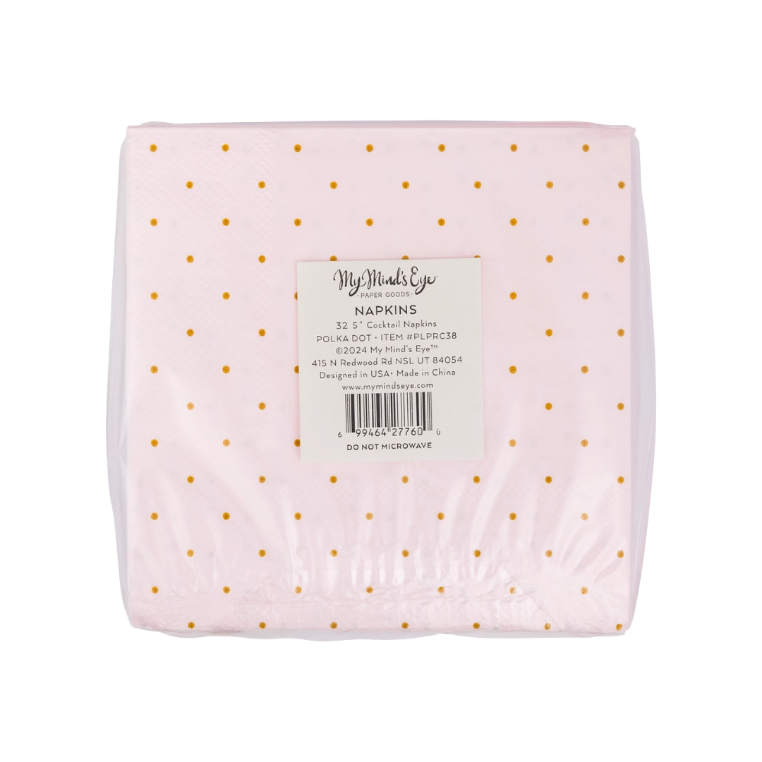 Pink Princess Polka Dot Cocktail Napkins