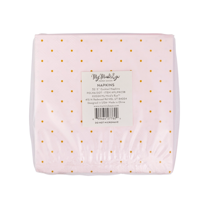Pink Princess Polka Dot Cocktail Napkins