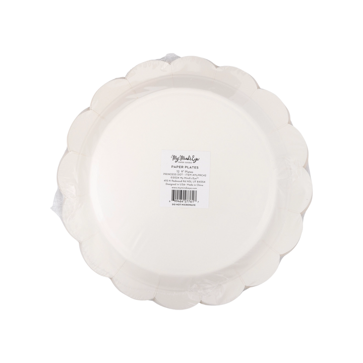 Pink Gold Scalloped Rim Princess Dot Large Dinner Plates