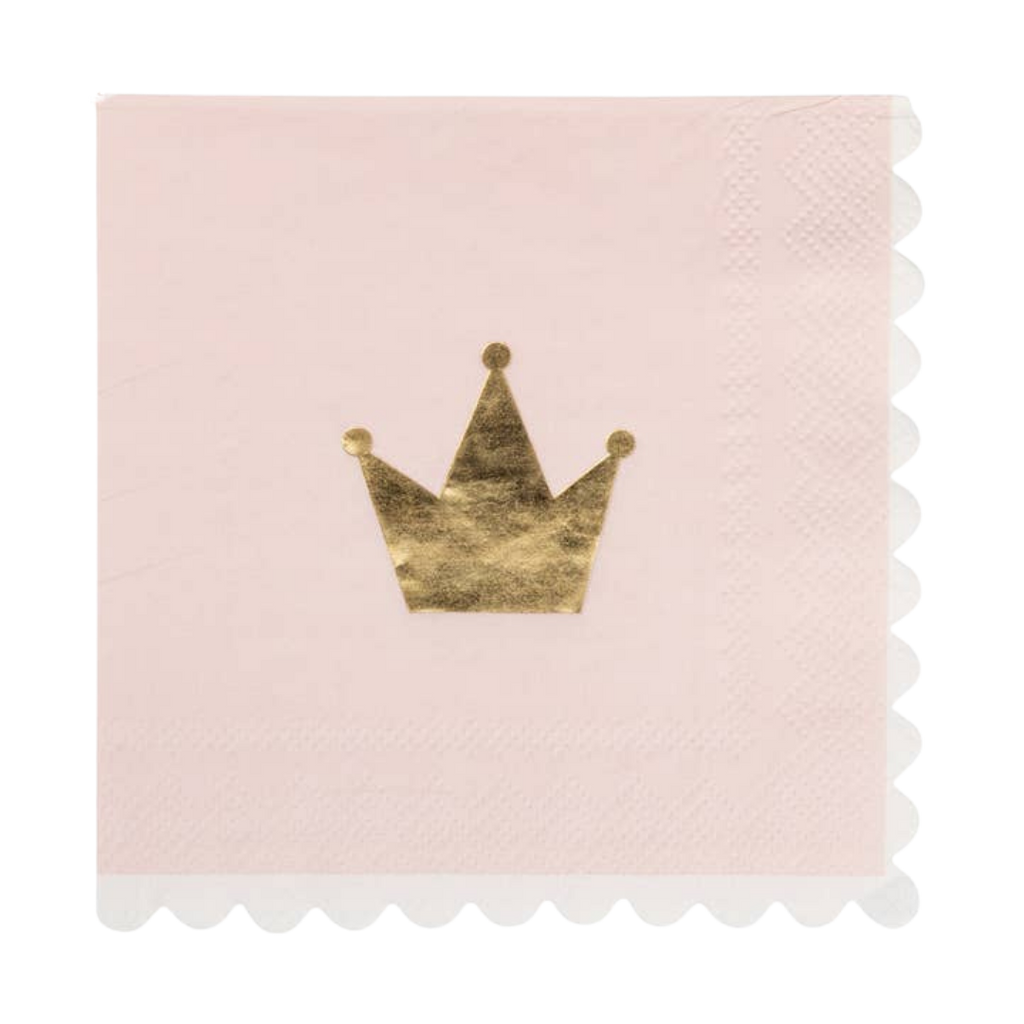 Pink and Gold Princess Crown Cocktail Napkins
