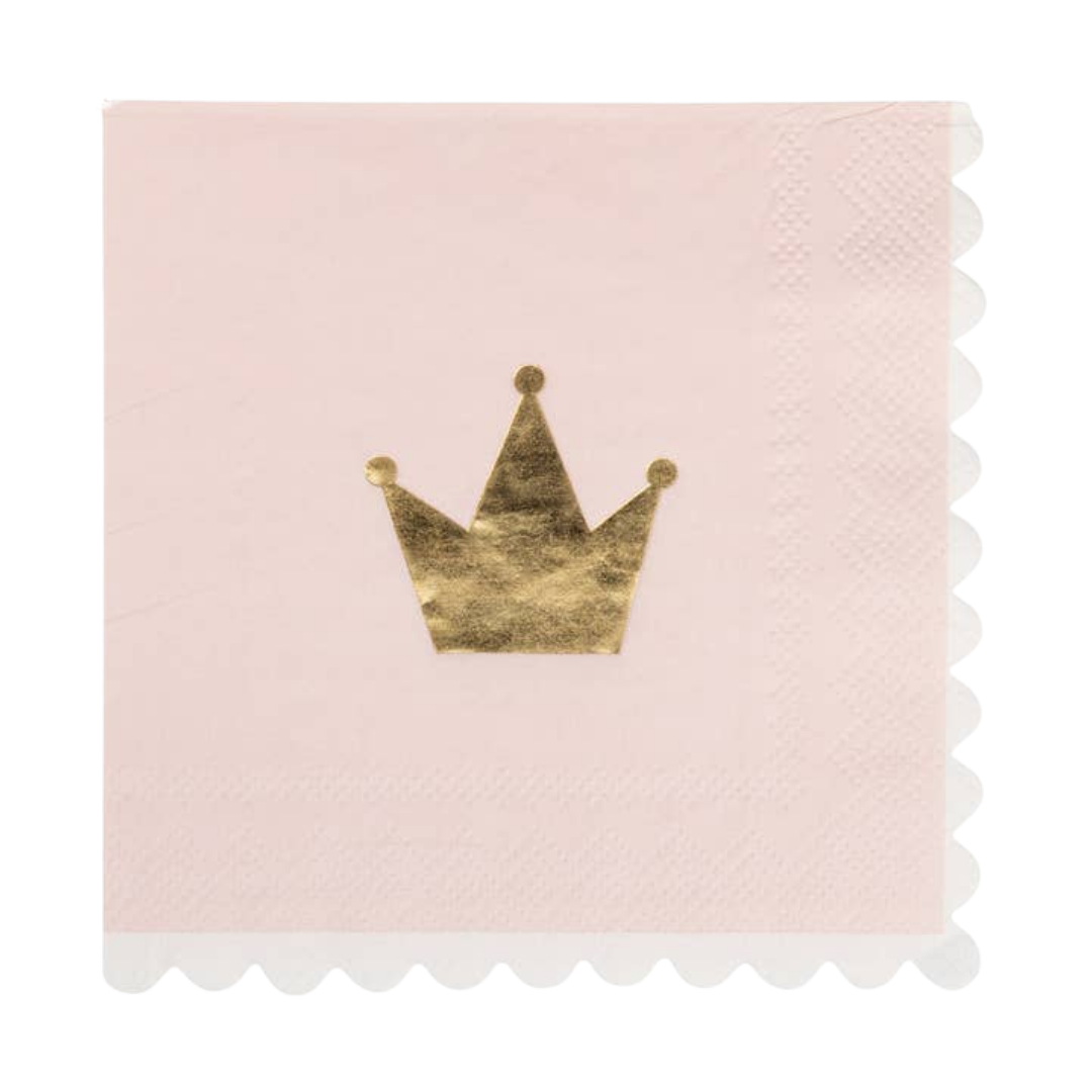 Pink and Gold Princess Crown Cocktail Napkins