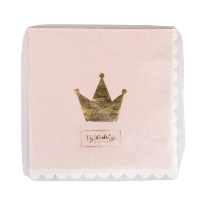 Pink and Gold Princess Crown Cocktail Napkins