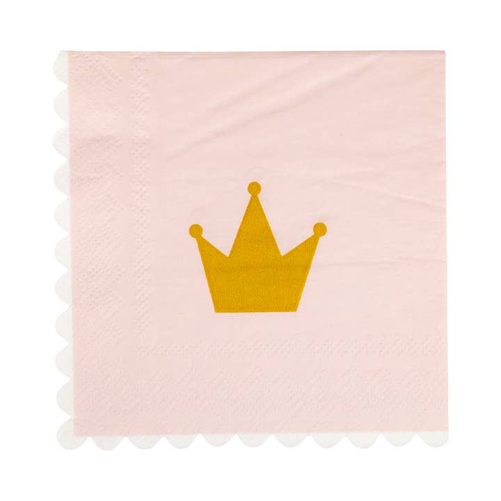 Pink and Gold Princess Crown Cocktail Napkins