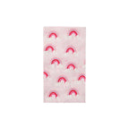 Pink rainbows guest towel with clouds and heart design for birthday or rainbow theme from Parte Haus party supply store in Bethesda Maryland