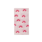 Pink rainbows guest towel with clouds and hearts for birthday from Parte Haus party supply store in Bethesda Maryland