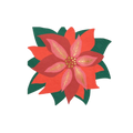 Red and green poinsettia napkin with layered petals for Christmas from Parte Haus party supply store in Bethesda MD.