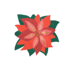 Red and green poinsettia napkin with layered petals for Christmas from Parte Haus party supply store in Bethesda MD.