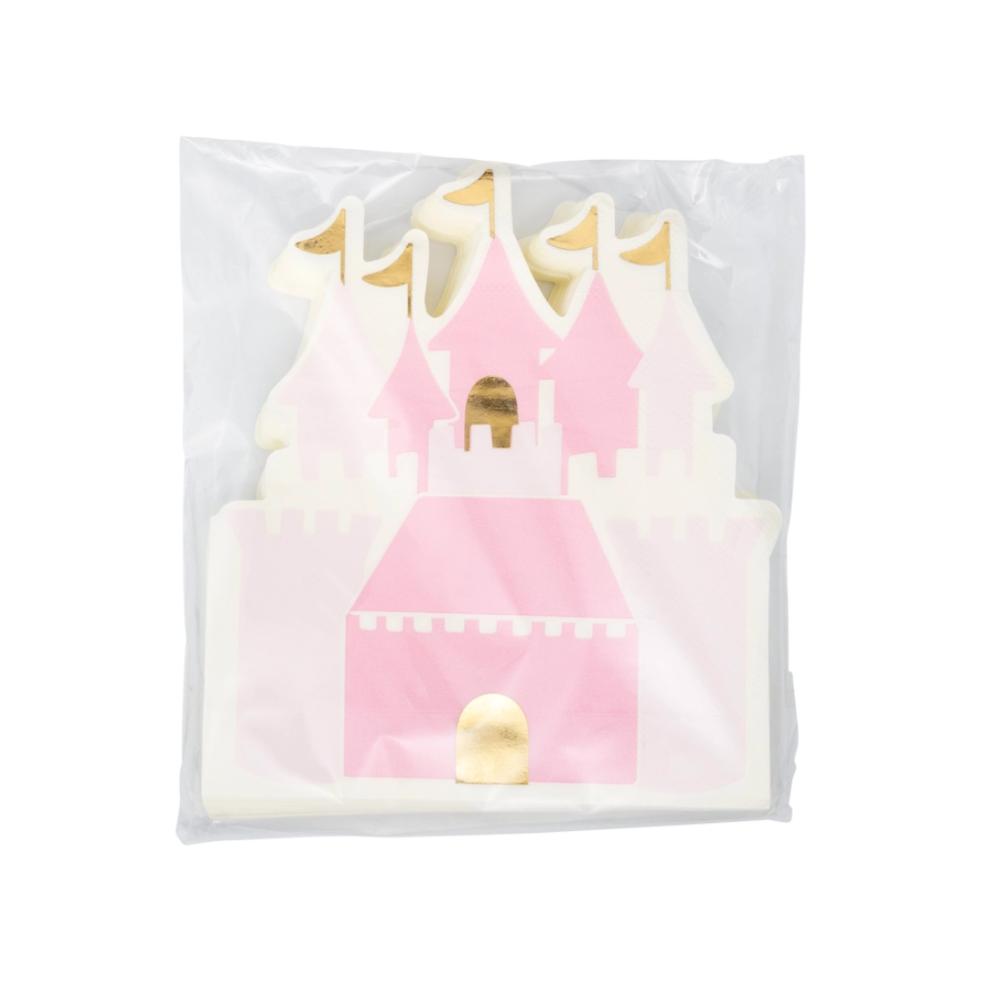Pink and Gold Princess Castle Guest Napkin