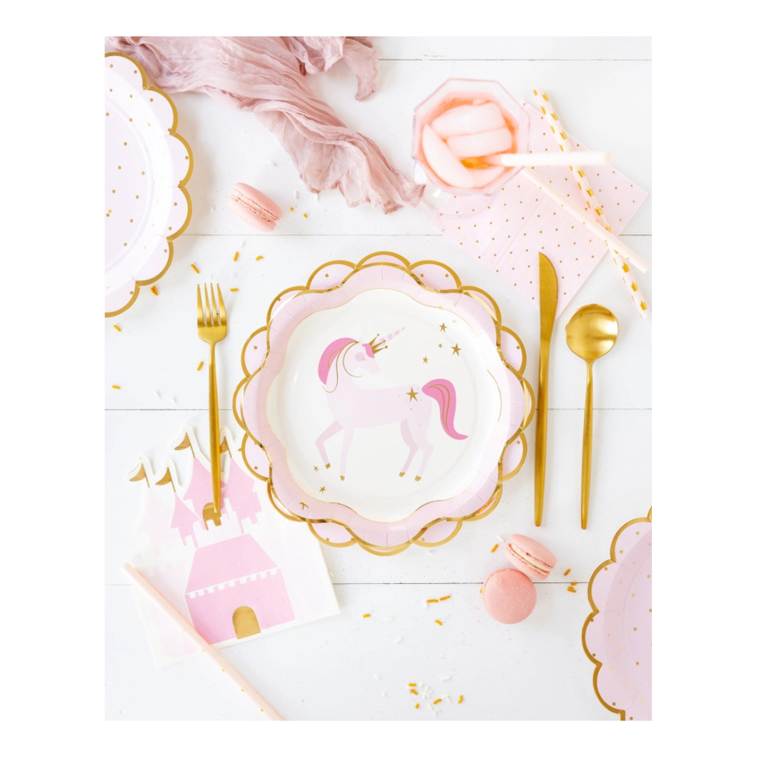 Pink and Gold Princess Castle Guest Napkin