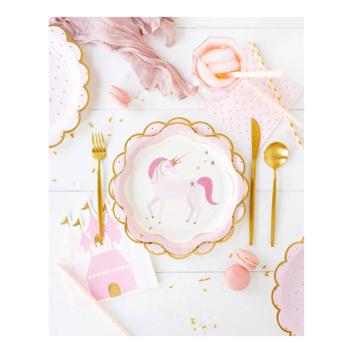 Pink and Gold Princess Castle Guest Napkin