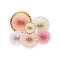Pink and gold paper fans with scalloped edges princess birthday from Parte Haus party supply store in Bethesda MD