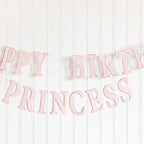 Pink happy birthday princess banner for birthday celebration from Parte Haus party supply store in Bethesda MD