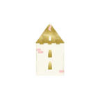Gold and pink castle shaped guest napkin princess theme from Parte Haus party supply store in Bethesda MD