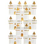 White and gold princess castle shaped plates kids birthday theme from Parte Haus party supply store in Bethesda MD