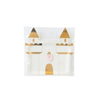 White and gold princess castle shaped plate princess theme from Parte Haus party supply store in Bethesda Maryland