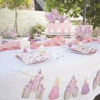 Pink princess garland fairy tale castle banner for birthday from Parte Haus party supply store in Bethesda Maryland