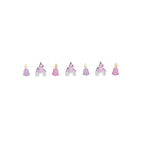Pink and purple princess garland with castles and princesses birthday decoration from Parte Haus party supply store in Bethesda MD