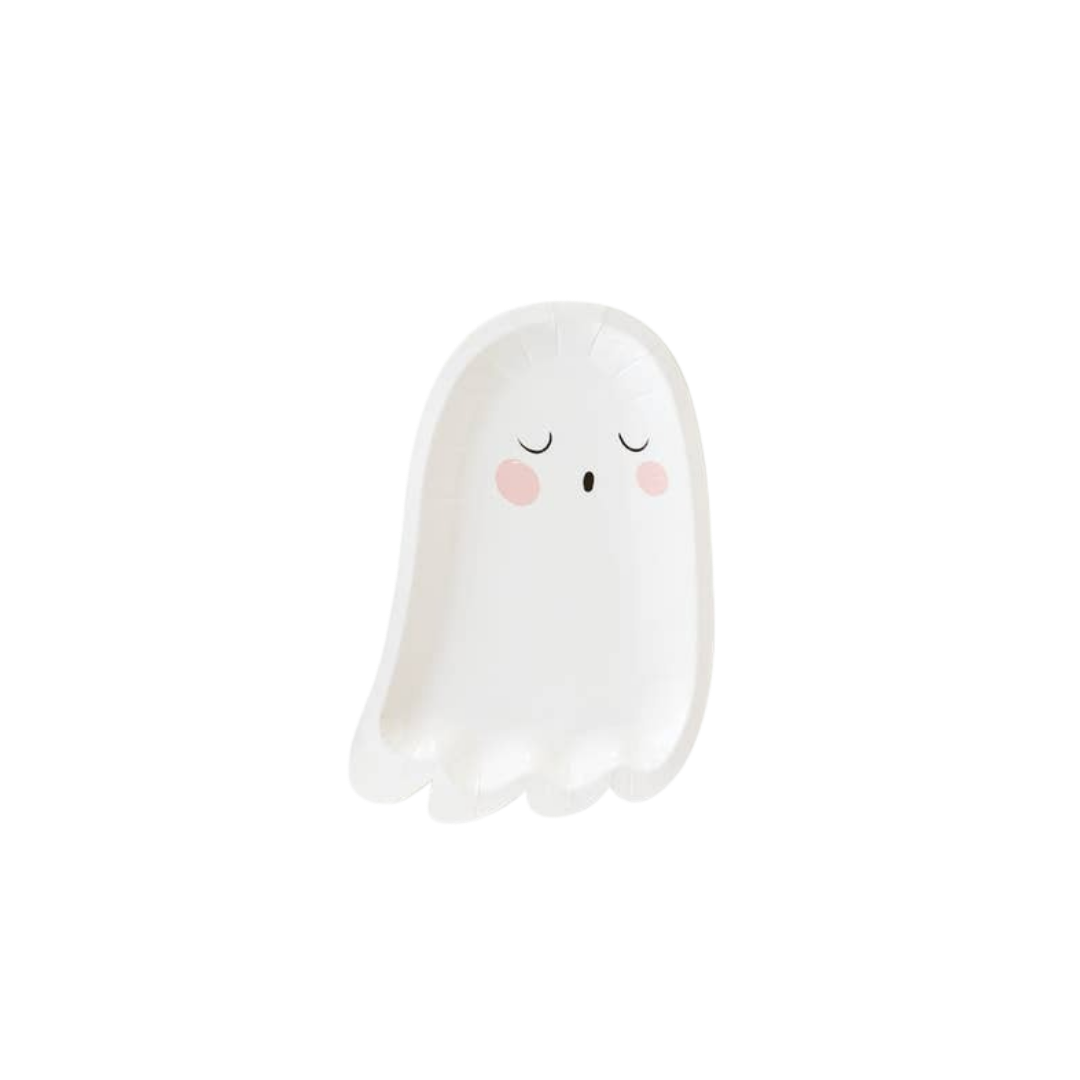 White Trick or Treat Ghost Shaped Large Plate