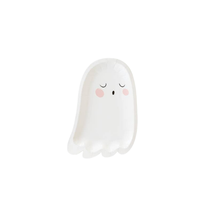 White Trick or Treat Ghost Shaped Large Plate