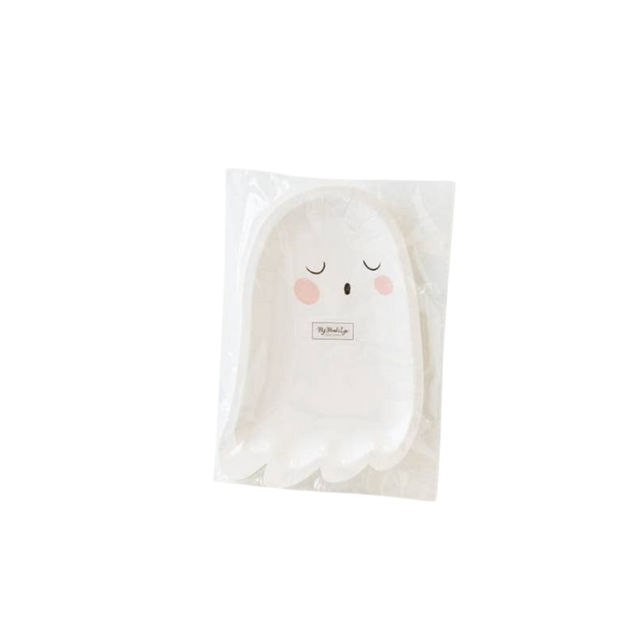 White Trick or Treat Ghost Shaped Large Plate