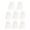 White ghost shaped paper plates with cute faces Halloween theme from Parte Haus party supply store in Bethesda MD.