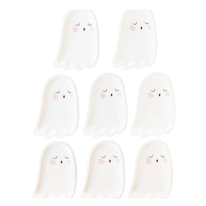 White Trick or Treat Ghost Shaped Large Plate