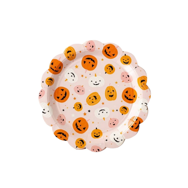 Orange and Blush Hey Pumpkin Scattered Pumpkins Dinner Plates