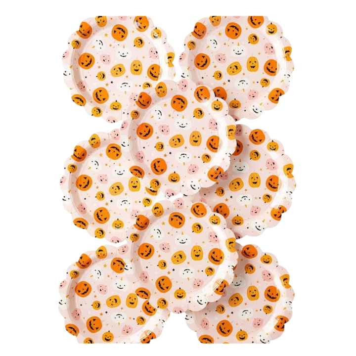 Orange and Blush Hey Pumpkin Scattered Pumpkins Dinner Plates