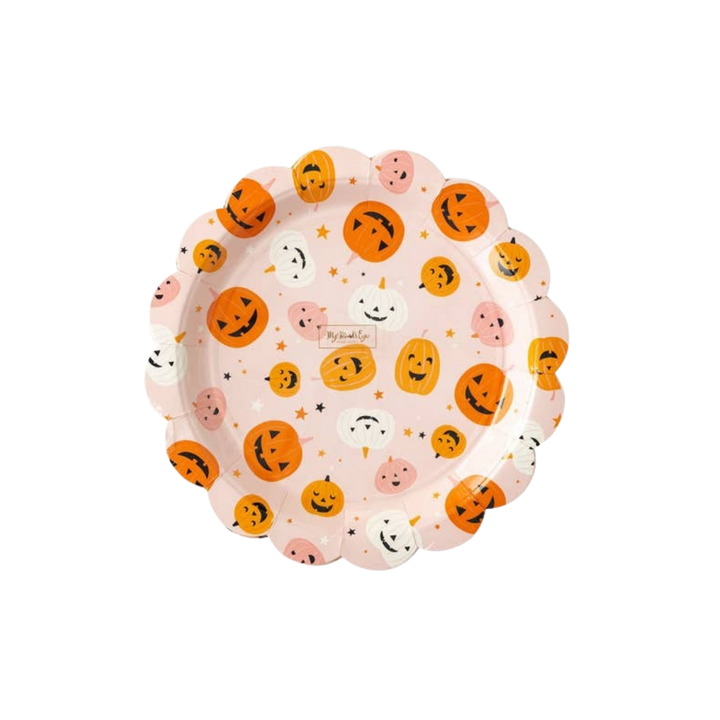 Orange and Blush Hey Pumpkin Scattered Pumpkins Dinner Plates